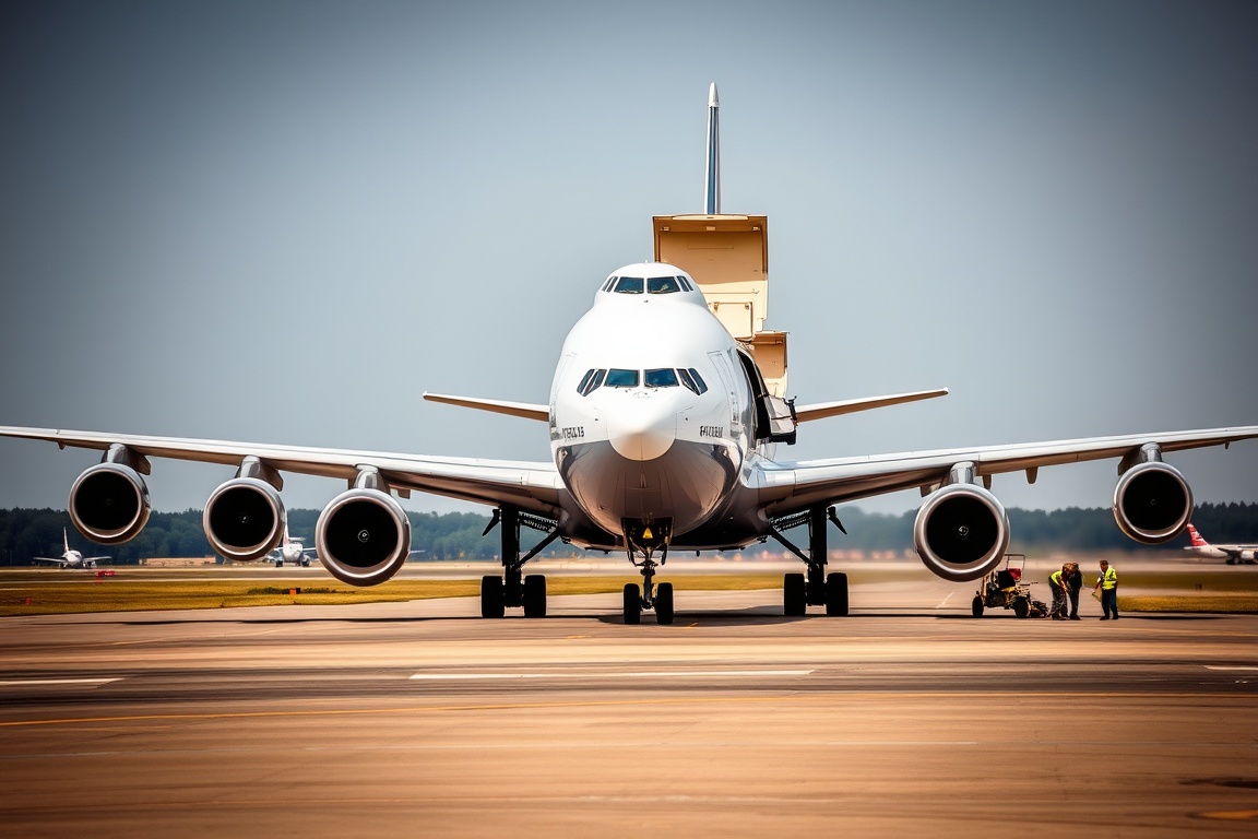 A freight plane waits on a runway with open cargo doors and ground staff nearby | Q1 2026 China's Foreign Trade Surges: Year-on-Year Economic Growth